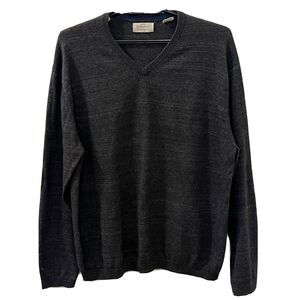 Weatherproof Vintage Mens Gray V-Neck Sweater 100% Cotton Sz XL